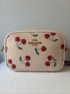 Coach CF420 Jamie Camera Bag - Heart Cherry Print Canvas Leather Originally $350